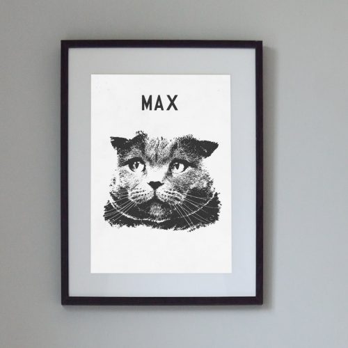 Lo-fi two tone custom cat portrait (black & white) - Max
